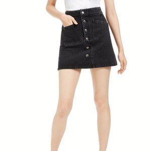 OAT Denim Button-Fly Mini Skirt